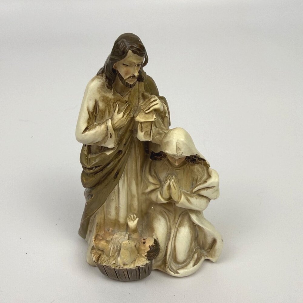 Nativity Holy Family Christmas Ornament Beige & Brown Resin